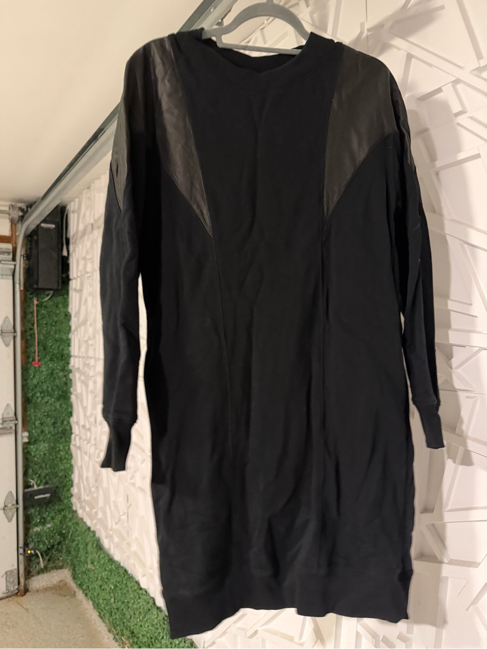 Diesel Black Long Sleeve Paneled Sweatshirt Dress